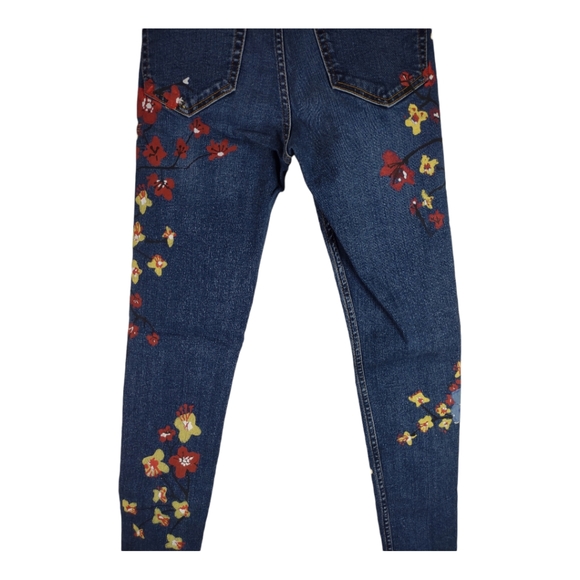 Topshop MOTO Floral Jamie Jeans Size W 25 L 25 Skinny Hand Painted - Picture 14 of 15